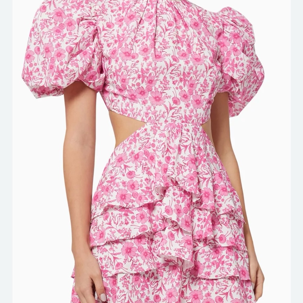 Easter/Spring Pink and White Dakota mini dress with cutout by Mergim